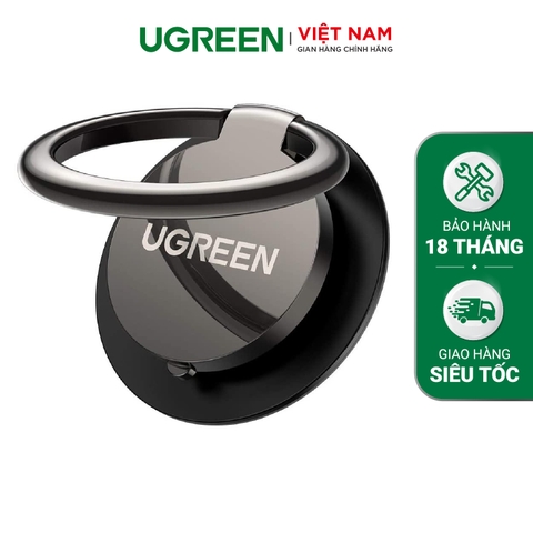 Giá đỡ điện thoại UGREEN LP133 - Dạng vòng nhẫn có thể đeo ngón tay đặt bàn dày 3mm - Tương thích rộng với các dòng điện thoại - 20554 Đen