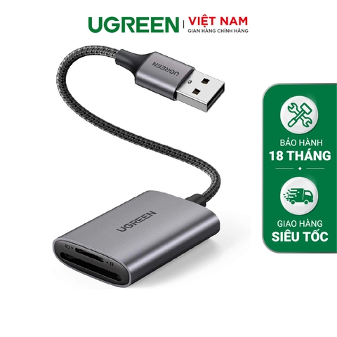 Đầu đọc thẻ nhớ cổng USB UGREEN 80887 - Hỗ trợ thẻ SD và - Tốc độ truyền lên đến 5, vỏ hợp kim tản nhiệt tốt