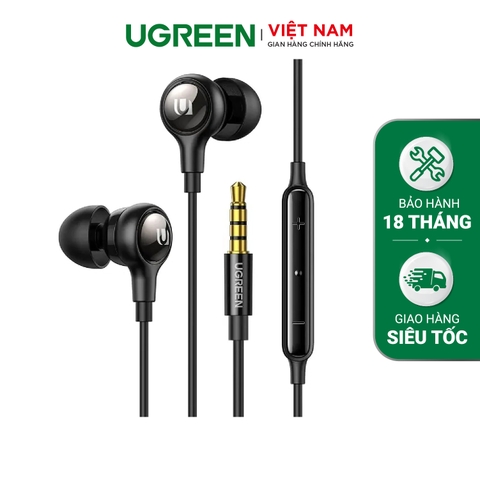 Tai nghe nhét trong có dây UGREEN EP103 Có micrô và điều khiển âm lượng cổng 3.5mm / Lightning / Type C - 30637-3.5mm
