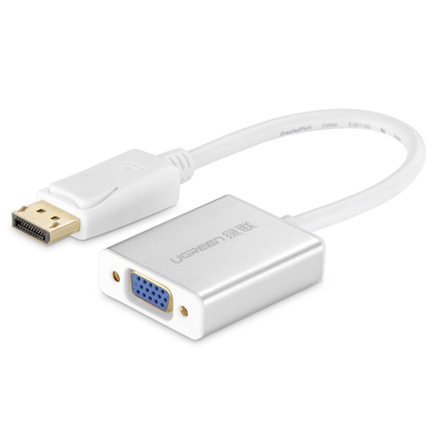 20406-Cáp chuyển đổi Displayport đực sang VGA cái dài 15CM UGREEN 20406 (màu bạc)
