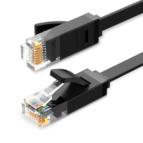 50179-Dây mạng dẹt bấm sẵn 2 đầu Cat6 NW102 - 12M - Black - Dẹt