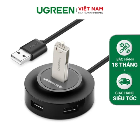 Bộ chia Hub UGREEN CR106 Chia cổng USB 2.0 sang 4 cổng USB 2.0 hổ trợ cổng nguồn Micro USB dài 25cm