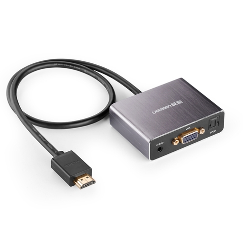 40282-Cáp chuyển đổi HDMI sang VGA tích hợp cổng quang Optical Analog SPDIF 5.1 và Audio 3.5mm dài 0.5m UGREEN 40282