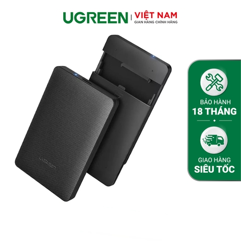 Hộp đựng ổ cứng 2.5 inch UGREEN CM135 - Sức chứa đến 8TB, vỏ ABS bền bỉ dạng Enclosure, chuẩn SATA - Hàng phân phối chính thức - Bảo hành 18 tháng 1 đổi 1