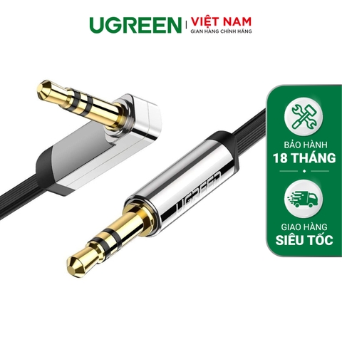 Dây Audio 3.5mm dẹt, mạ vàng 1 đầu vuông 90 dài 1.5m UGREEN AV119 60288