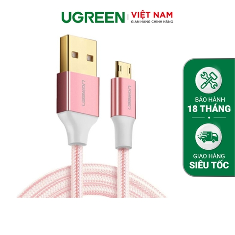 30855-Cáp sạc Micro USB (công nghệ mới, cắm được cả 2 chiều) sang USB 2 dài 1m UGREEN US223 30855 (Rose gold)