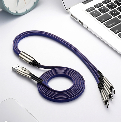 Cáp Sạc 3 trong 1 DIVI P567 Hỗ Trợ Micro USB, Type-C, Lightning - Hàng Chính Hãng