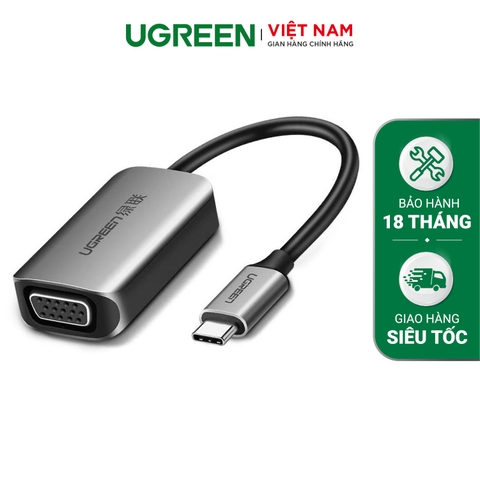 Cáp chuyển Type C sang VGA UGREEN CM160 - Hỗ trợ Full HD 1080P - Vỏ hợp kim tản nhiệt tốt