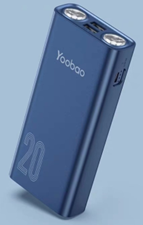 Yo_0819-Pin sạc dự phòng Yoobao L20 20000mAh tích hợp 2 đèn LED siêu sáng - Hàng Chính Hãng - Xanh Blue đậm