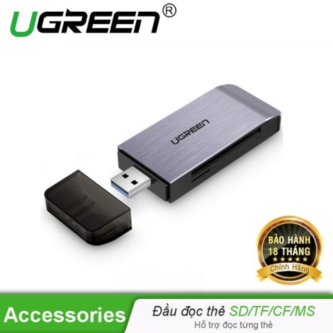 50540-UGREEN USB 3.0 Card Reader TF + SD + CF + MS (Black)