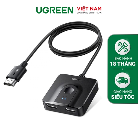 Bộ gộp + chia cổng DisplayPort UGREEN CM430 Gộp 2 cổng vào 1 1 ra 2 cổng DP - Hàng chính hãng