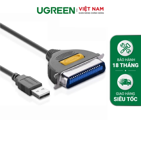 Dây máy in USB sang IEEE1284 Parallel dài 1-2m UGREEN CR124 - 1.5m-đen