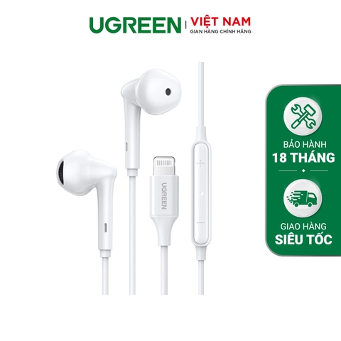 UGREEN Wired Earphones with Lightning Connector (White) - EP101 - Lightning