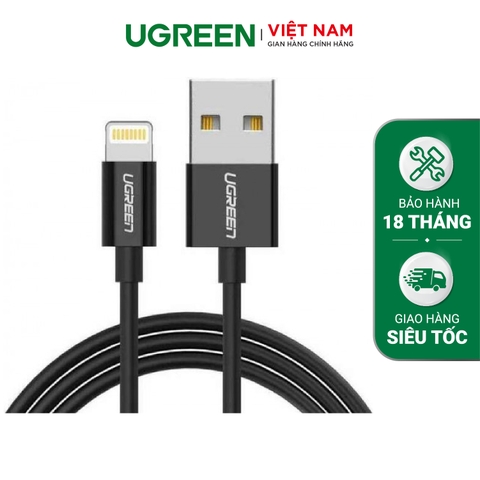 40987-UGREEN MFI Lightning to USB Cable Aluminum case + Braid (Black) US199 - 2m