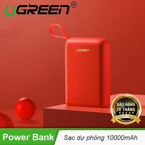 60198-Sạc dự phòng 10000mAh UGREEN PB133 - Có móc treo tay, 2 cổng sạc USB sử dụng cùng lúc 2 điện thoại, hỗ trợ 2 cổng Micro USB và Type C - Hàng phân phối chính hãng - Bảo hành 18 tháng 1 đổi 1