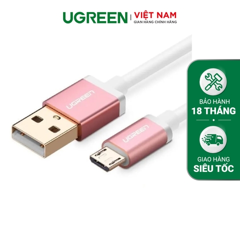 20836-UGREEN Micro USB Data Cable Aluminum Case 2m (Rose gold)