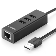 30298-Bộ chia 3 cổng USB 2 kèm cổng mạng Ethernet 10/100Mbps dài 20cm Ugreen CR129 30298