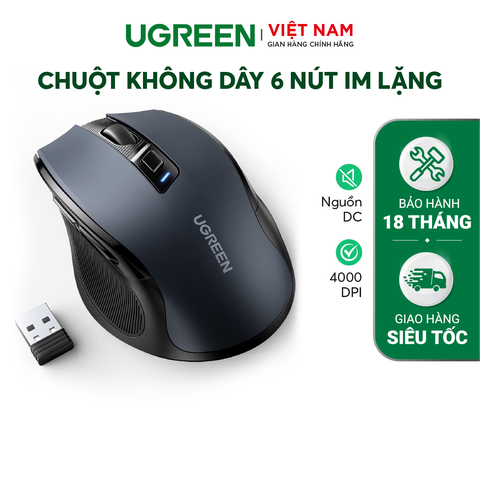 UGREEN MU006 Chuột không dây 6 nút im lặng 5 cấp độ 4000DPI