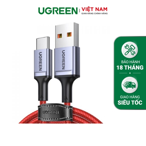 Cáp sạc, Truyền dữ liệu USB 2.0 sang Type C dài 1M 6A Màu Đỏ Ugreen 20527 US505 Hàng phân phối chính hãng