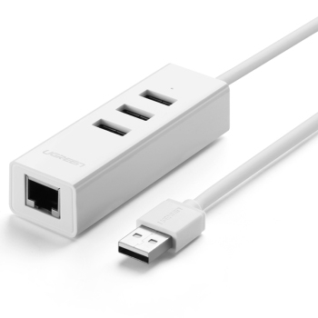 30297-Bộ chia 3 cổng USB 2 kèm cổng mạng Ethernet 10/100Mbps dài 20cm Ugreen CR129 30297