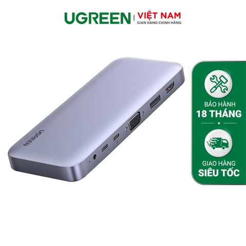 Hub Type C cho MacBook/ Laptop các thiết bị máy tính điện thoại hỗ trợ USB type C truyền âm thanh hình ảnh UGREEN 40873 50538 50539 70411 50209 50319 50516 50771 60557 50990 50989 50210 20197 - HDMI + LAN + PD + USBx3 Màu Xám 6-in-1