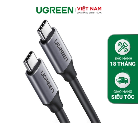 50751-Dây USB Type-C male to male truyền dữ liệu và sạc mạ Nikel đầu nhôm màu bạc - US161 - Ghi xám - 1.5m