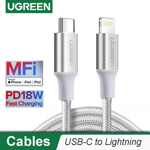 70525-Cáp sạc nhanh iPhone UGREEN US304 - Sạc nhanh PD28W, đạt chuẩn Mfi - Truyền tải dữ liệu tốc độ cao