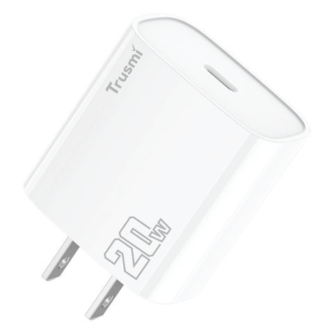 CH08-056-Trusmi Sạc nhanh PD20W Type C (US) (UK) Trắng | White - Trắng-Chân dẹt US