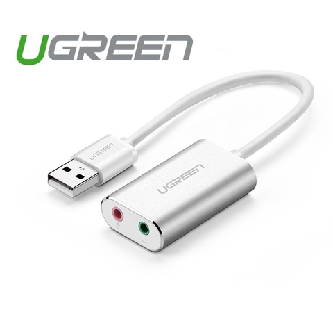 30801-Dây USB 2 mở rộng sang đồng thời 2 cổng 3.5mm cho tai nghe + mic không cần driver UGREEN 30801