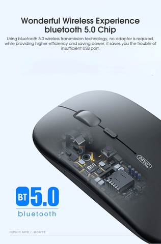Chuột Bluetooth INPHIC M2B Bluetooth 5.0 Phong Cách Macbook Có Thể Sạc Lại - Hàng Chính Hãng Bảo hành 12 tháng 1 đổi 1
