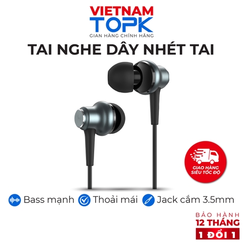 Tai nghe nhét tai có dây TOPK F37 - Âm thanh Stereo Hifi - Jack cắm 3.5mm - Grey