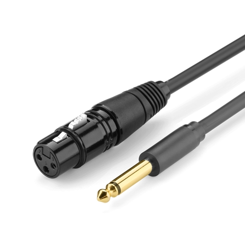 20719-Cáp chuyển đổi từ 6.5mm sang AV Cannon (XLR) âm cho microphone, stereo, mixer, amplifier, camera Environment dài 2M UGREEN AV131 20719(Đen)