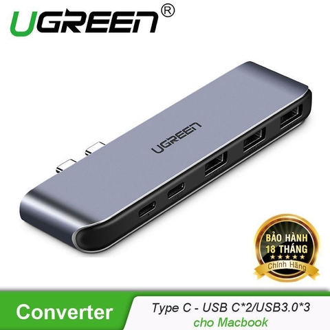 50775-Bộ chuyển đổi USB-C sang 3*USB 3.0+ USB-C Female+PD màu xám (50775) - CM206