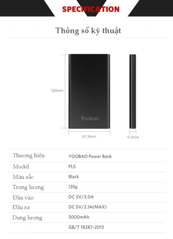 Sạc dự phòng Polymer 5000mAh PL5