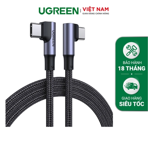 Cáp sạc nhanh Type C PD100W UGREEN US316 - Sạc nhanh cho Macbook Air / Macbook Pro / iPad Pro 2020 / Samsung / Xiaomi / PD Laptop - ghi-2m-2x90độ-70698-Type C