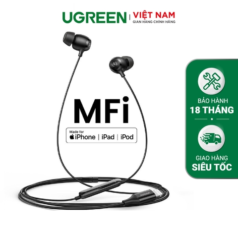 Tai nghe nhét tai cổng Lightning UGREEN 80655 Chuẩn MFi Tương thích iOS 10.0.2 trở lên - Hàng chính hãng