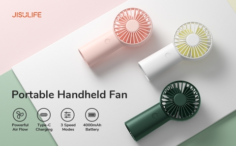 J6637-Quạt Cầm Tay Mini JISULIFE FA20X Plus ABS 4000mAh - Sạc Nhanh - Sử Dụng Lên Đến 24H Chính Hãng - Bảo Hành 12 Tháng Hồng