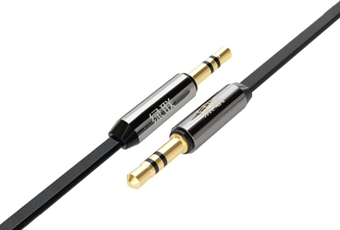 10721-Dây Audio 2 đầu 3.5mm đực dạng dẹt, mạ vàng 24K, TPE dài 1.5m UGREEN AV119 10721 (Đen)
