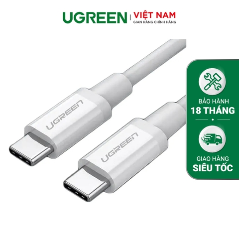 60517-Cáp sạc nhanh Type C UGREEN Sạc nhanh dòng 3A, vỏ bện nylon, đầu hợp kim tản nhiệt tốt - trắng-Type C-0.5