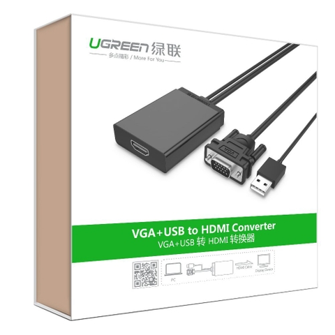 40213-Cáp chuyển đổi VGA ra HDMI UGREEN MM106 40213