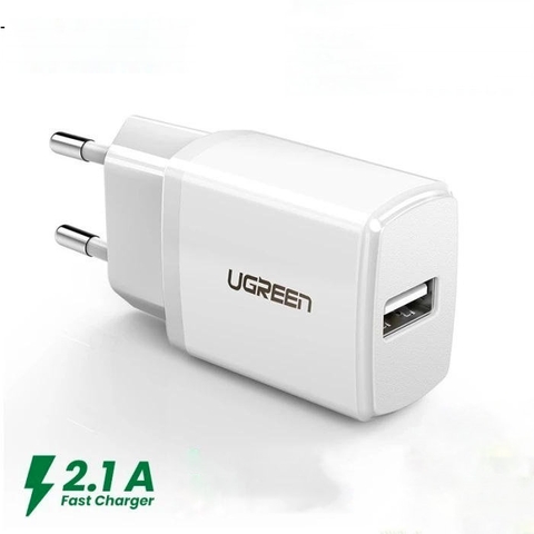 Củ sạc điện thoại USB-A 2.1A Ugreen ED011 - Hàng phân phối chính hãng - Bảo hành 18 tháng 1 đổi 1 White-EU-50460