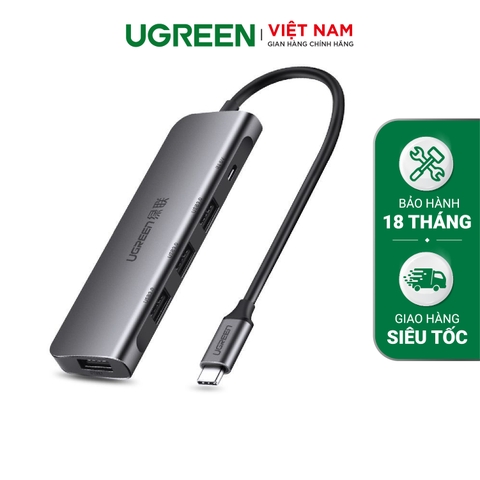 Hub chuyển đổi USB / USB type C sang 4 cổng USB 3.0 UGREEN CM219 CM136 - Hỗ trợ cổng nguồn Micro USB tốc độ truyền tải tối đa 5Gbps - USB-C to USB3.0x4