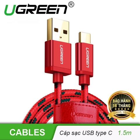 40485-USB 2.0 to Tyec C data & charging cable with braid US250 - 1.5m- red