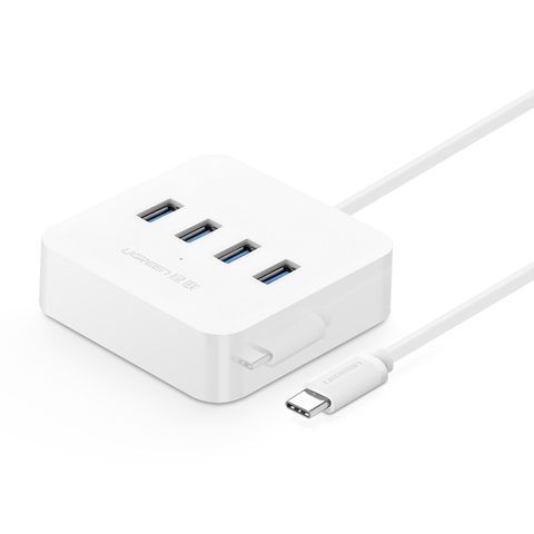 30316-Cáp USB type C sang Hub 4 cổng USB 3 có hỗ trợ chức năng OTG UGREEN 30316 (Trắng)