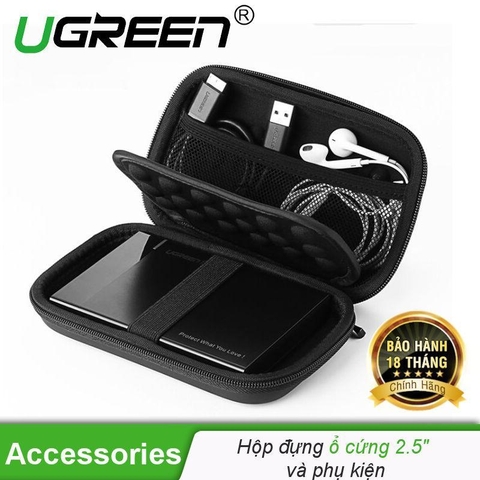 40707-Hôp đựng phụ kiện UGREEN 40707 Kích thước 16.5x10.3x4.5cm - Đựng ổ cứng 2.5 và các phụ kiện như tai nghe, dây sạc, ổ Flash,…