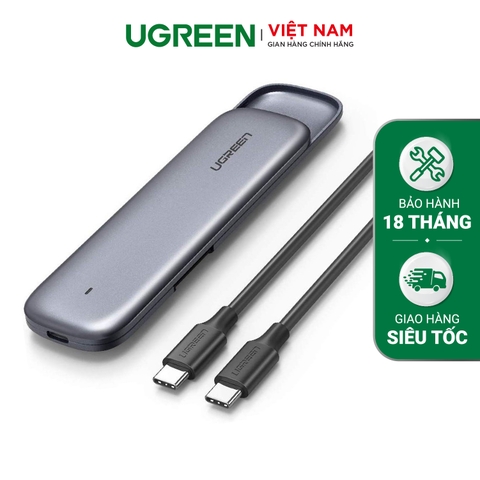 Hộp đựng ổ cứng UGREEN CM238 - Tương thích M2 SATA NGFF/NVME B-Key / M-Key và M+B Key 2280/2260/2242/2230 - Xám đậm M-Key-2TB