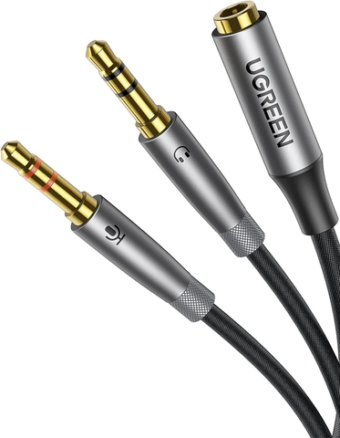 Cáp chuyển 3.5mm cái ra 2 đầu 3.5mm đực 20CM AV140