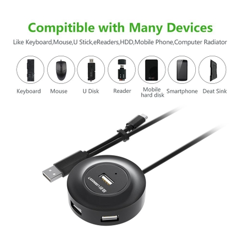 20278-HUB USB 2 4 cổng có chức năng OTG UGREEN 20278 (đen)