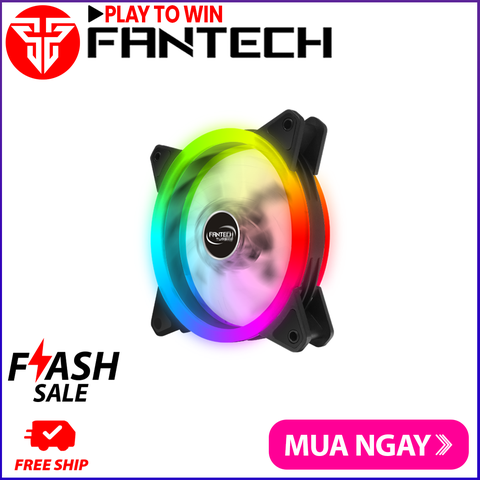 Quạt tản nhiệt Siêu êm 12V DC LED tự đổi mầu RGB (chống nước) Fantech FC124 - Hãng phân phối chính thức