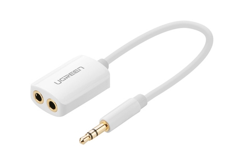 10738-Cáp âm thanh chia 1 đầu jack 3.5mm đực sang hai đầu jack 3.5mm cái dài 20cm UGREEN 10738 (trắng)